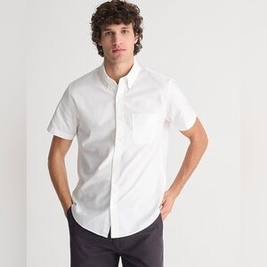 J Crew Short sleeve Broken-in organic cotton oxford shirt BE986 Large L White